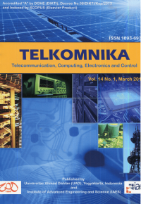 Jurnal TELKOMNIKA (Telecomunication, Computing, Electronics and Control (TCEC) Vol. 14 No. 1 March 2016